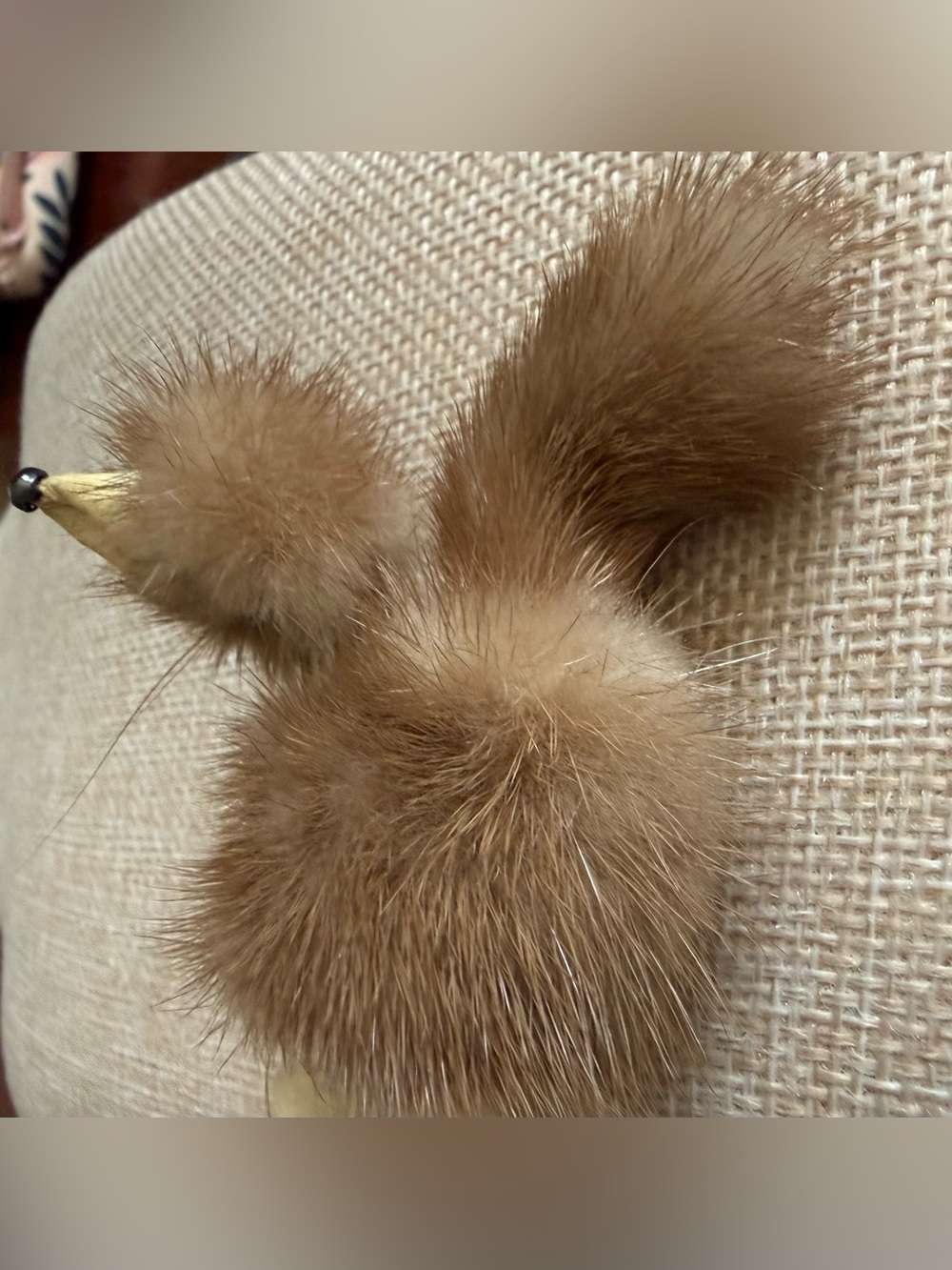 Mink Fur Fox Brooch Vintage Tan Brown - Picture 6 of 10